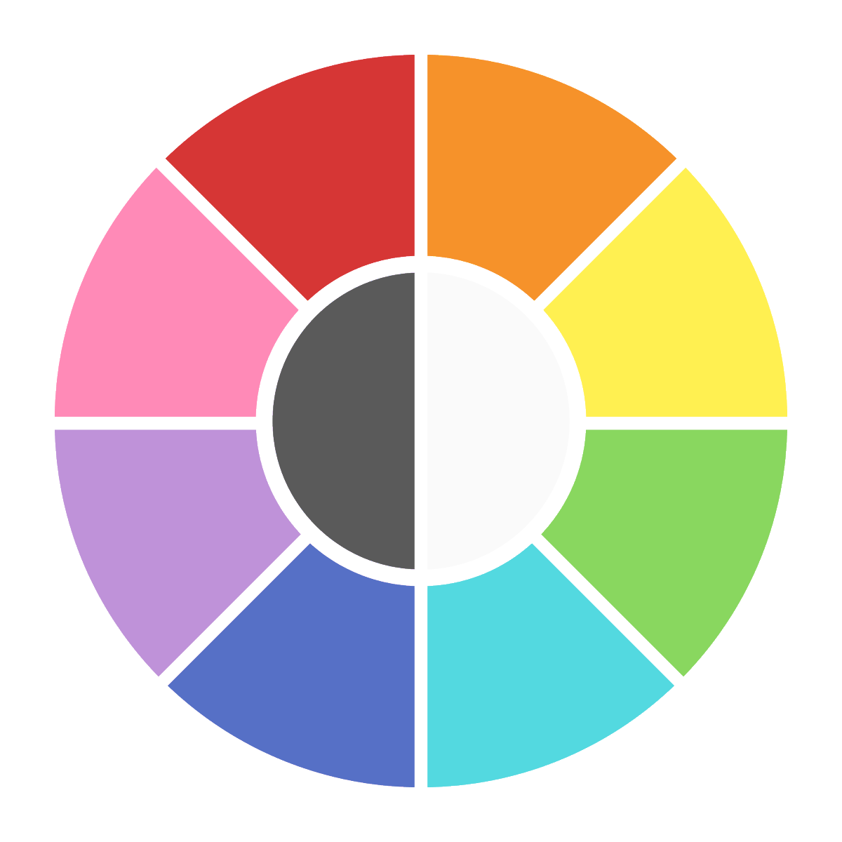 「色相環チャレンジテンプレート:白&黒も描きたい人向けバージョン。 Color w」|Moaのイラスト
