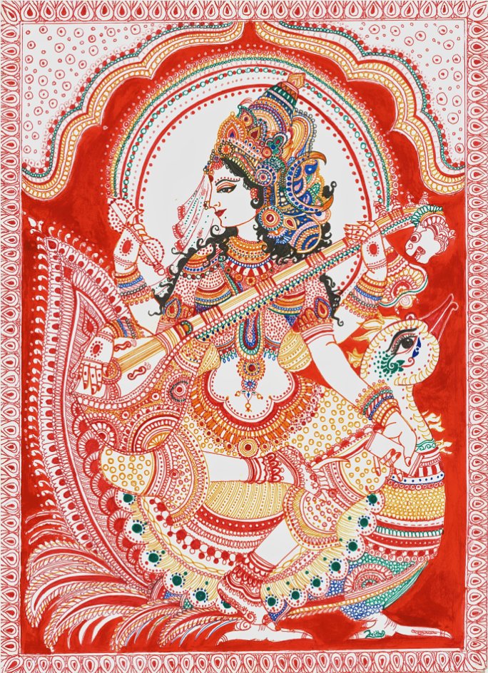My Kalamkari Artworks of Saraswati and Lakshmi.
Used Micro Tip Pens and Paints on A3 Sized Sheet.