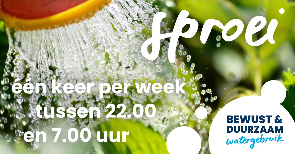 Dé tip bij droogte deze zomer: je tuin hoeft niet élke dag water uit de kraan; eens per week een flinke plons is beter. En geef de planten water vóór 07.00 u of ná 22.00 u, dan verdampt het minder snel en trekt het beter de bodem in! Meer tips? Kijk op: dunea.nl/waterbewust.
