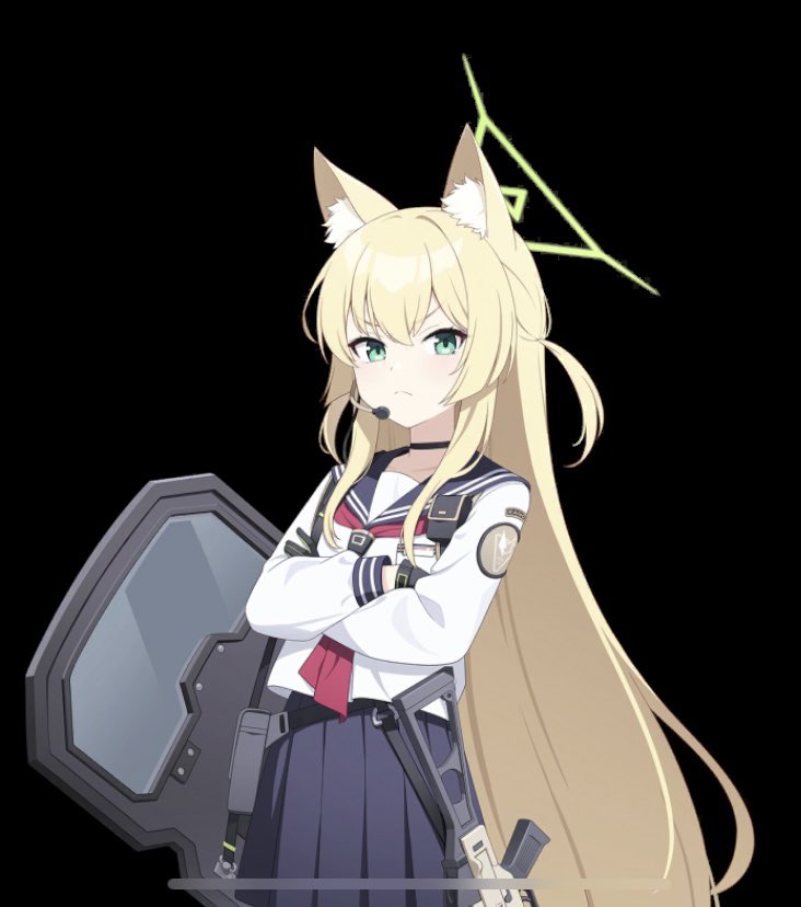 1girl animal ears shield solo school uniform weapon blonde hair  illustration images