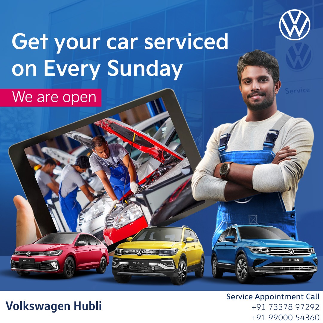 We are open!!
Get your Car serviced every Sunday, give your car the promise of durability, quality, and safety with 100% genuine Volkswagen Service.

#VolkswagenIndia #WeCallItService #GetGenuine #Safety