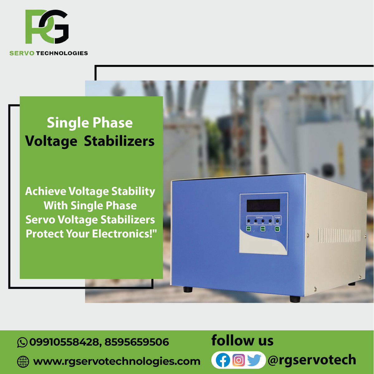 🔌 Looking for reliable voltage stabilization? Look no further! Introducing Single Phase Voltage Stabilizers! 🔌

rb.gy/8w3d6

#voltagestabilizers #stablepower #protectyourappliances #energyefficiency #smoothpowerexperience #reliabletechnology #rgservotech