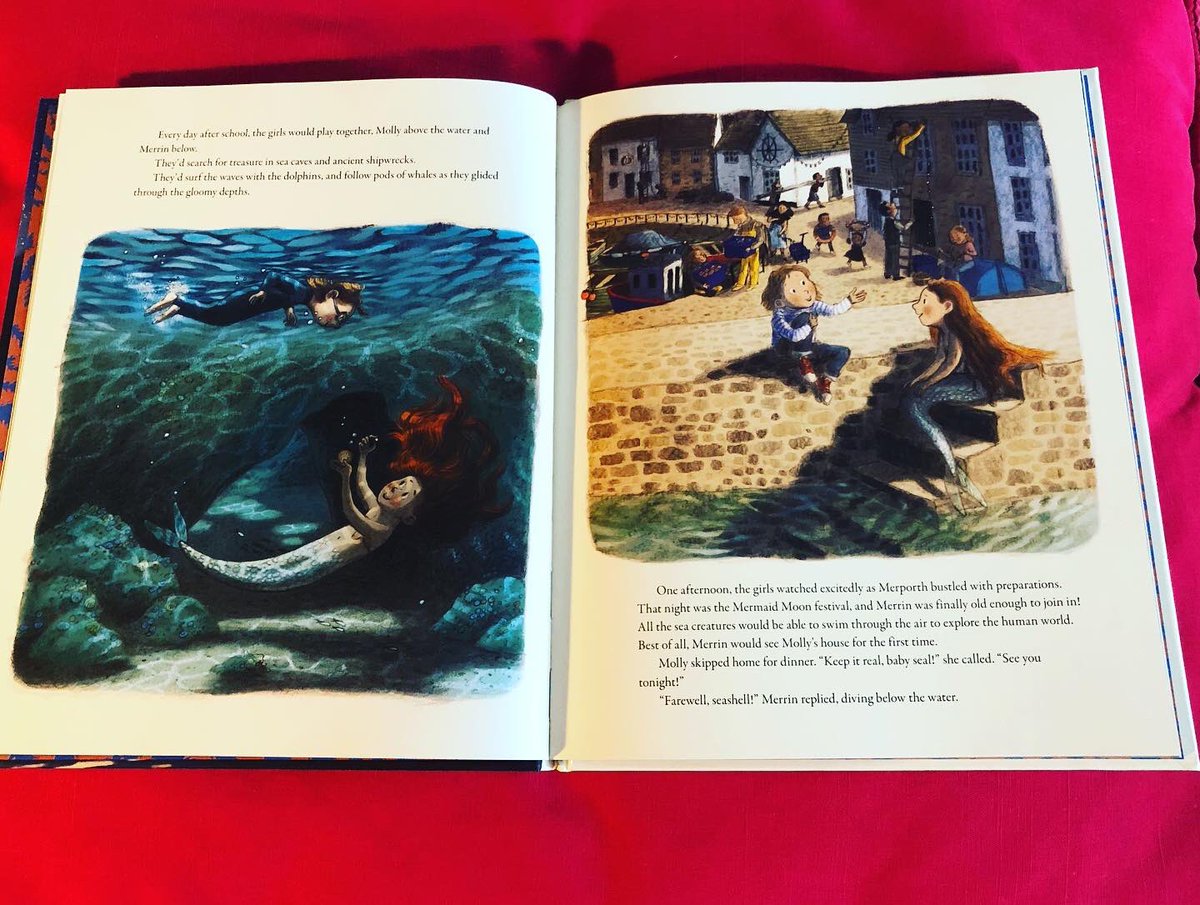 My main aim on Twitter is to recommend lots of truly great children’s books. The Mermaid Moon by @BrionyMaySmith is a truly great book. It’s a beautifully written picturebook about two best friends - Molly from the land and Merrin from the sea- with sublime illustrations. Age 4+