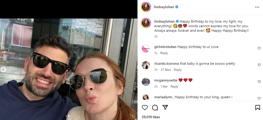 Lindsay Lohan wished Happy Birthday to her husband, Bader Shammas 