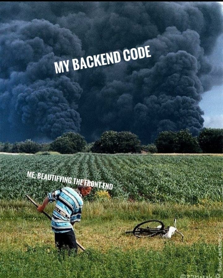 Me coding frontend of my application