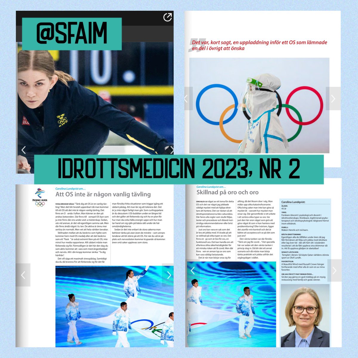 Great summary in ’Idrottsmedicin’ of our lecture about mental health and performance challenges before, during and after the Beijing Olympic Games.

#olympic #sportmedicine #sportpsychology #mentalhealth #highperformance #eliteathlete

@RedaktorSfaim 
@almidadeval