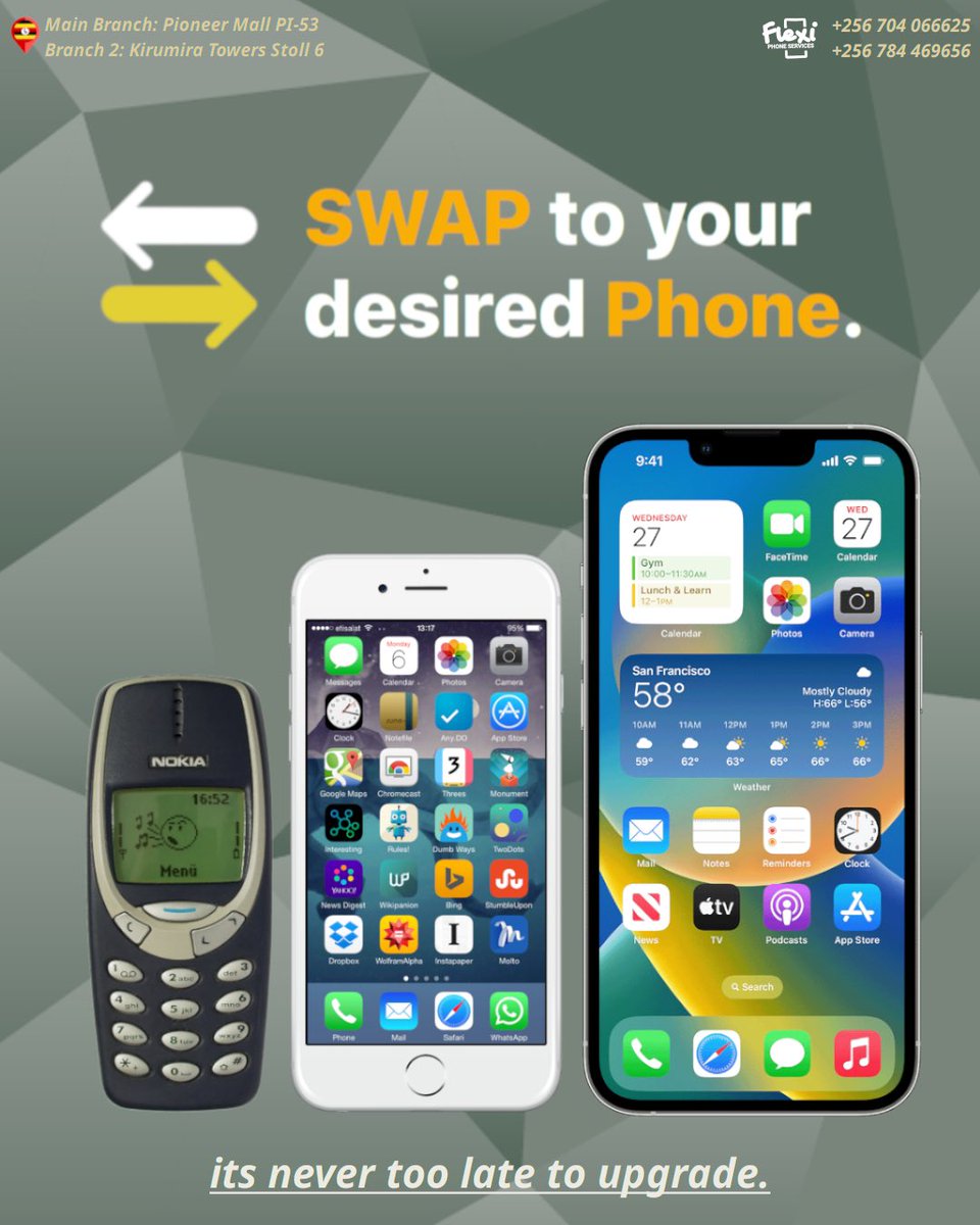 Upgrade to your desired phone now. 
#swap #buygenuine #phonedeals #flexiphoneservices #uganda