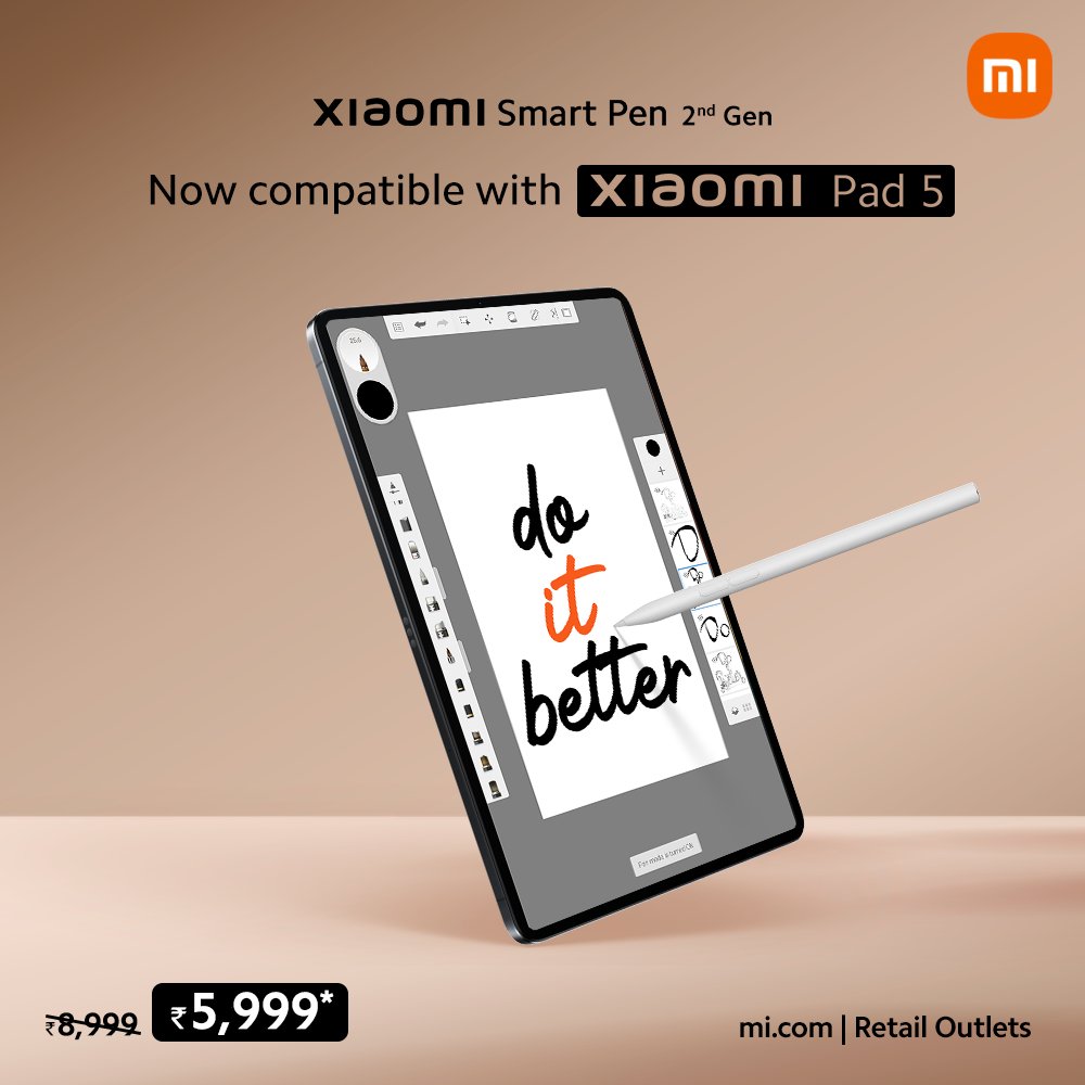 Xiaomi India on X: Here's a pen that caters to all your note-taking needs  and ensures you #doitbetter. Pair your Xiaomi Smart Pen with the  #XiaomiPad5 and experience precision in every stroke