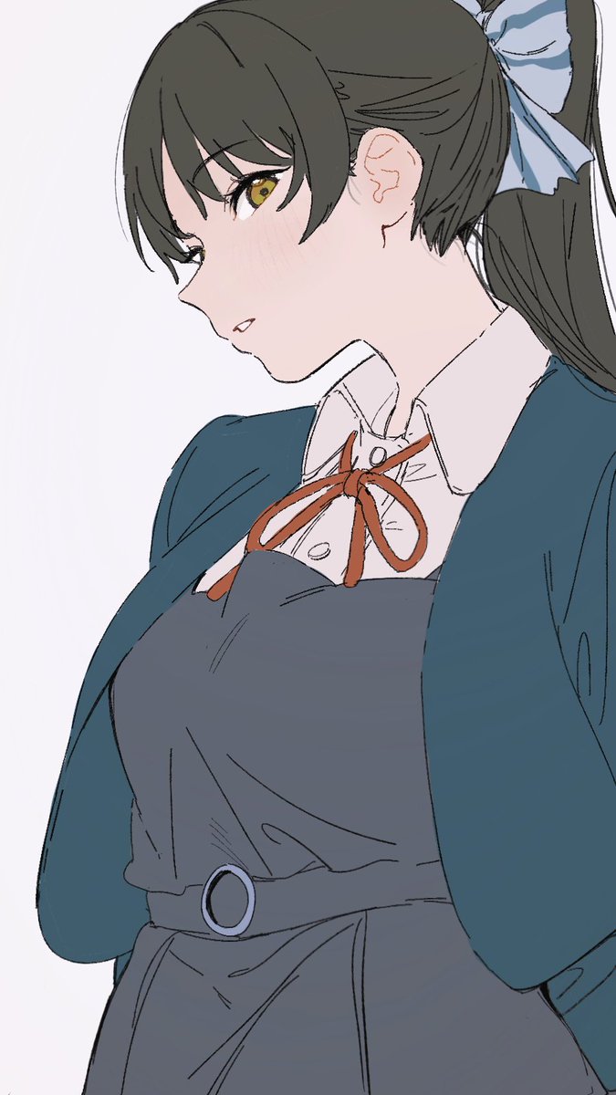 1girl solo yuigaoka school uniform school uniform ponytail black hair dress  illustration images