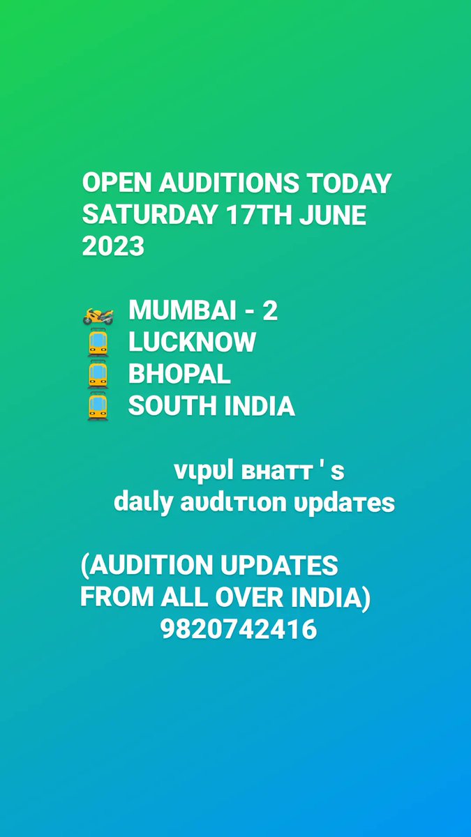 vbdau1007's tweet image. #Southindia
#delhiauditions #filmcasting #serialcasting #castingott #mumbaiauditions #filmauditions #serialauditions #castingforcommercials #auditionsinharyana #bengaluruauditions #chennaiauditions #hyderabadauditions #puneauditions #panindiaauditions #suratauditions #vadodraaudi
