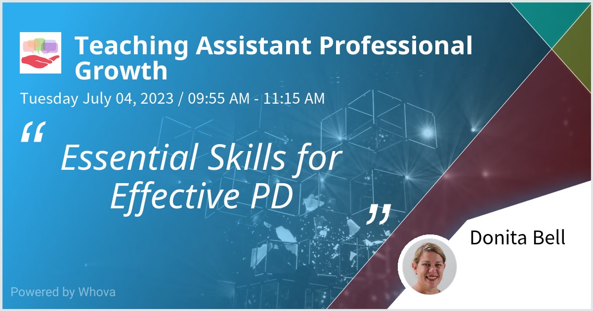 I believe that TAs are a crucial for all educational growth- let’s grow together at Teaching Assistant Professional Growth. Please check out it out !  #PDAcademia #PDA #TAConf" #TAConf2023 #PDATAConf #ACAMISTAConf #ACAMIS #TeachingAssistants #PDforTA - via #Whova event app