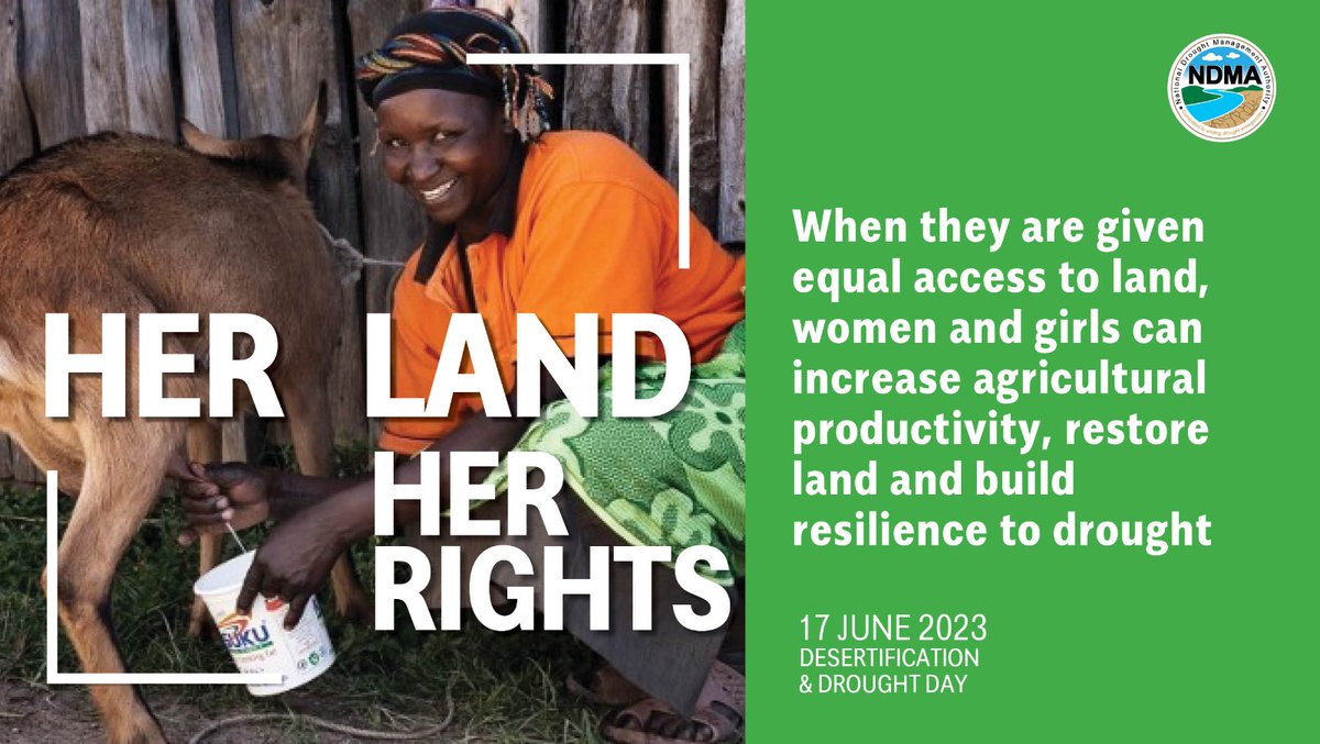 Desertification, land degradation & drought disproportionately impact women & girls. When given equal access to land, women & girls can increase agricultural productivity, restore land and build resilience to drought.

#DesertificationAndDroughtDay
#HerLand
#HerLandHerRight