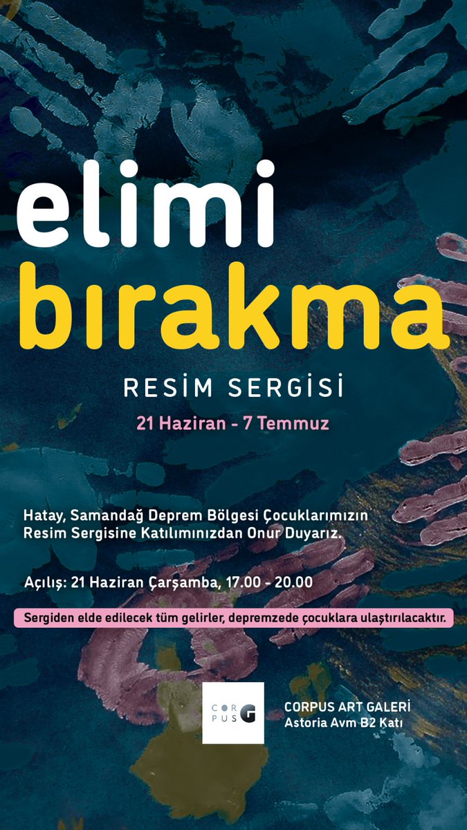 Sanatçı dostlarım Hanife, Tülay ve Berna Hatay/ Samandağ' da çocuklara yönelik resim çalışmaları yaptılar. Bunun sonucunda minik sanatçıların eserlerini sergiliyorlar. Gelin destek olalım. Çocukların gözünden Hatay' a bakalım. Açılış 21 Haziran 17' de Corpus Galeri, Şişli' de.