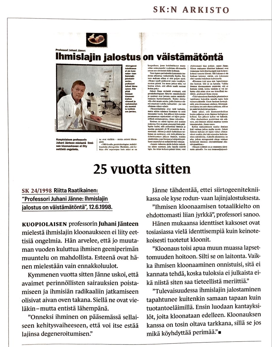 Onko 25 vuotta lyhyt vai pitkä aika? Tätä mietin, kun <a href="/SuomenKuvalehti/">Suomen Kuvalehti</a> siteerasi 1998 tekemäni prof. Juhani Jänteen haastattelua. #geenitutkimus #geenit #kuopiohealth