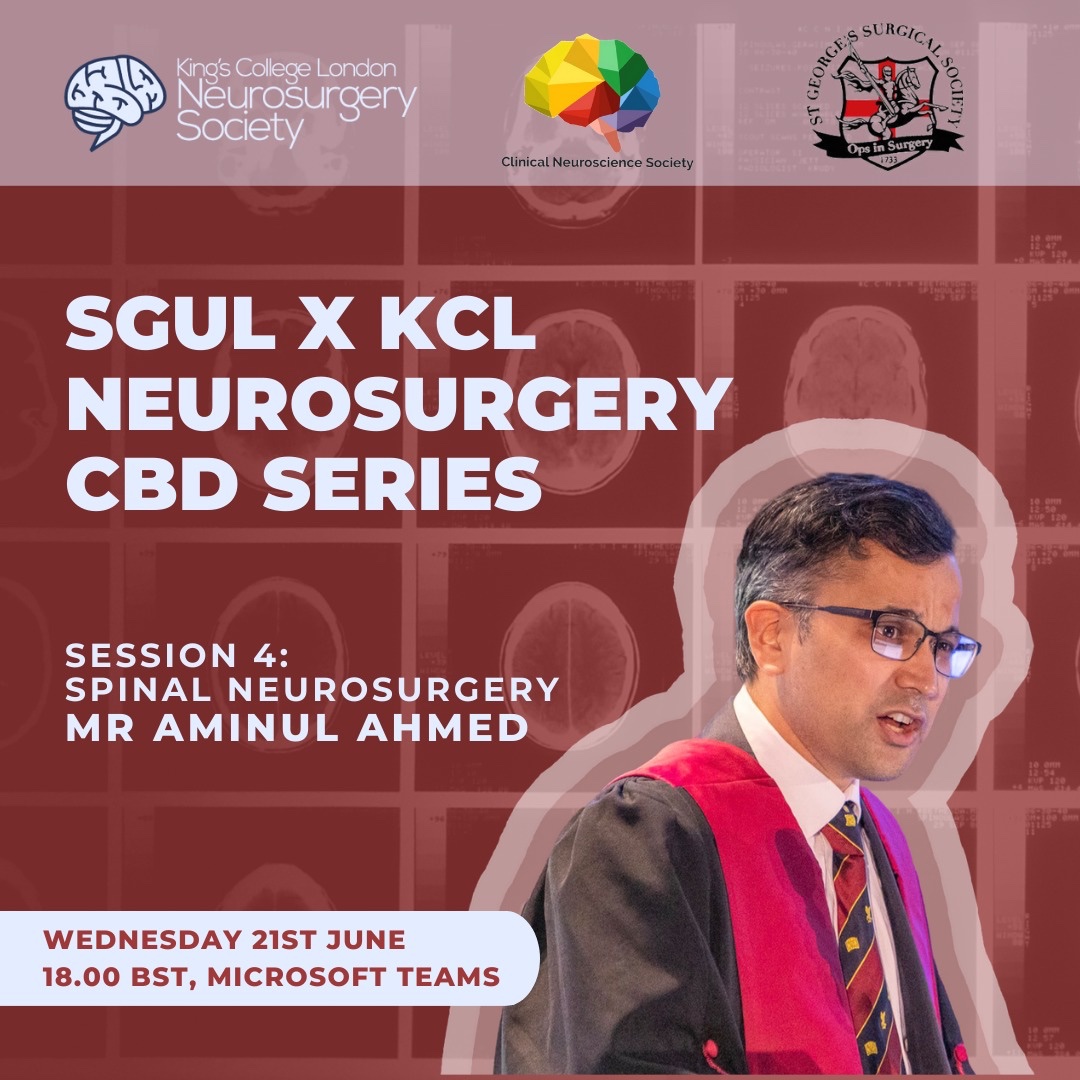 KCL Neurosurgery Society (@kclneurosurgery) on Twitter photo 🗣️We’re excited to welcome Mr Aminul Ahmed <a href="/NeuroSxAminul/">Aminul Ahmed</a> from <a href="/KingsNeuro/">King's Neurosurgery</a> to deliver the next &
SGUL x KCL Neuro CBD
🗓️ Wednesday 21st June, 18.00 BST, MS Teams
🔗 Meeting ID: 376 084 938 969
Passcode: edydRz
#Neurosurgery #MedEd 🗣️We’re excited to welcome Mr Aminul Ahmed <a href="/NeuroSxAminul/">Aminul Ahmed</a> from <a href="/KingsNeuro/">King's Neurosurgery</a> to deliver the next &
SGUL x KCL Neuro CBD
🗓️ Wednesday 21st June, 18.00 BST, MS Teams
🔗 Meeting ID: 376 084 938 969
Passcode: edydRz
#Neurosurgery #MedEd