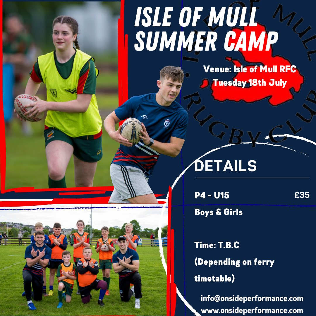 Road trip to Mull, anyone?

Excited to return to @MullRugby this year

One of the most scenic rugby pitches in Scotland 🏴󠁧󠁢󠁳󠁣󠁴󠁿

Sign up today 📧
Info@onsideperformance.com

#GetOnside #TravelScotland #isleofmull #mullrugby #scenic #roadtrip