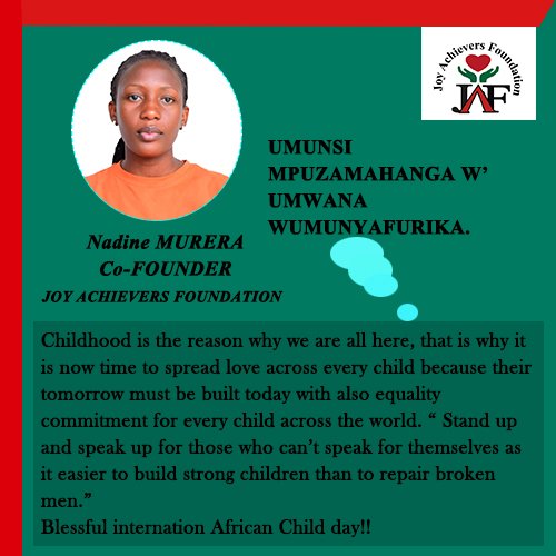 @nadinemurera Co-Founder of Foundation. She gives a message to everyone reminding them that it is easier to take care of a child than to mend a broken man.
@hezainitiatives @jackwibuka @KARENGERAEtien2 @MiniYouthRwanda @_AfricanUnion @CityofKigali @ughe_org @unicefrw .