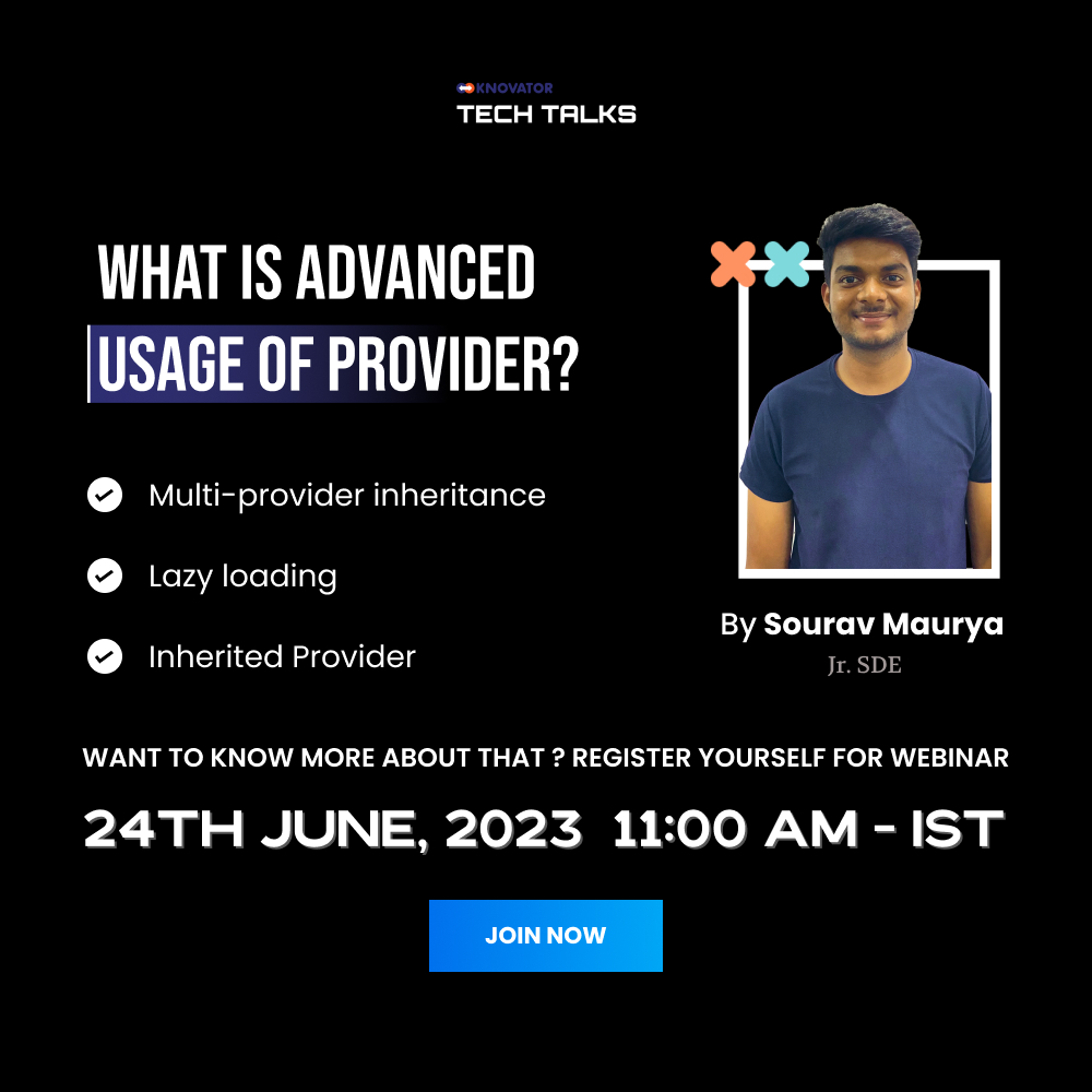 knovator's tweet image. 📣 Boost your Flutter app's performance with advanced state management using Provider! 🚀💡
Register now: forms.gle/t8MeCC66NhGqRi…
#FlutterDevelopment #ProviderStateManagement #AdvancedTechniques #AppPerformance #StateManagementOptimization #Webinar
