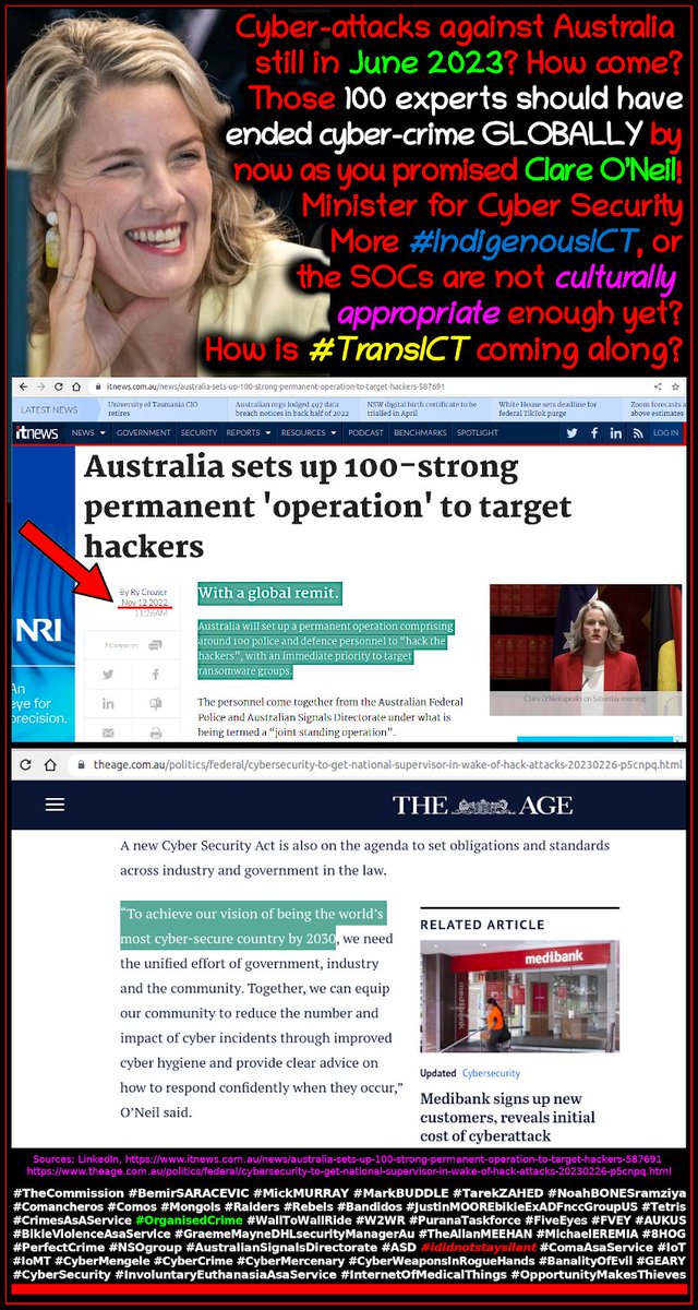 kish_katalin's tweet photo. @ClareONeilMP Is technical incident = #cybercrime? Why the euphemism? How come your 100 experts haven't stopped cyber-crime GLOBALLY yet?
Maybe you need more #IndigenousICT?
Are the SOCs #culturallyappropriate enough?
How is #TransICT coming along?
Please stop embarrassing us @ClareONeilMP https://t.co/nmHAQhNZqV