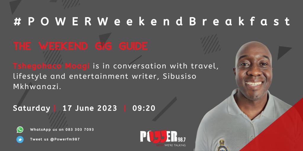 [ON AIR] #TheWeekendGigGuide Travel, Lifestyle and Entertainment Writer, Sibusiso Mkwanazi (Toasted Ice) @sbumkwanazi take us through some awesome things to do around Johannesburg, Tshwane and Ekurhuleni this weekend. #POWERWeekendBreakfast 🎙️