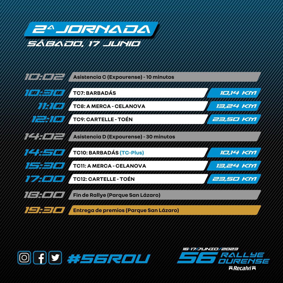 RallyOurense's tweet photo. 🟥 La segunda jornada del #56ROU tiene un formato de tres especiales a doble pasada con el temido Toén-Cartelle, el tramo más largo del rallye.
@supercer_rfedea @rfedea https://t.co/dHJsewExnI