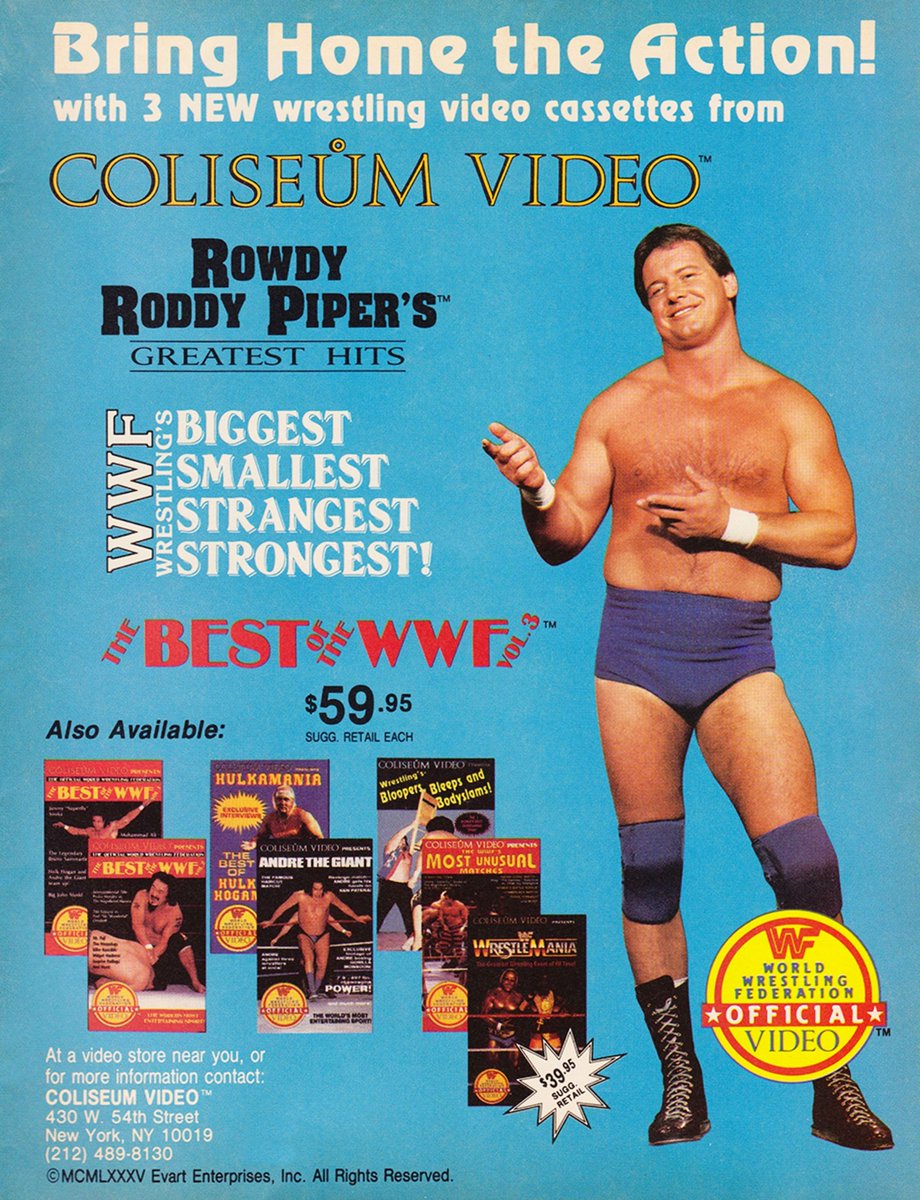 Bring home the WWF action with Coliseum Video! 🏛️📼 #WWF #WWE #Wrestling #RowdyRoddyPiper