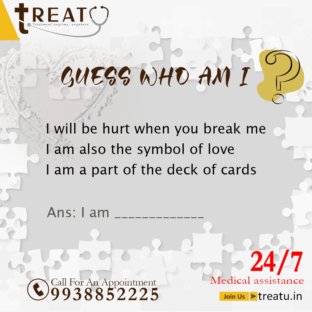 treatuofficial's tweet photo. We are back with yet another interesting #HealthPuzzle, and it’s a riddle this time.
1. Like our Page 2. Comment below with the right answer.
3. Tag 3 friends
Keep participating!!!
Visit the website: https://t.co/TDKdNk21ow Or call now at 9938852225 to book an appointment. https://t.co/Qgq53pAp8C