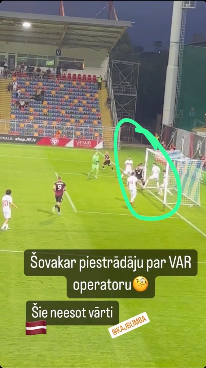 This was not counted as a goal after a VAR check in the 70th minute when the result was still 1:1.

The explanation - not enough cameras to know 100% sure that the ball went over the line. 🥲

Latvia robbed? 🤕
