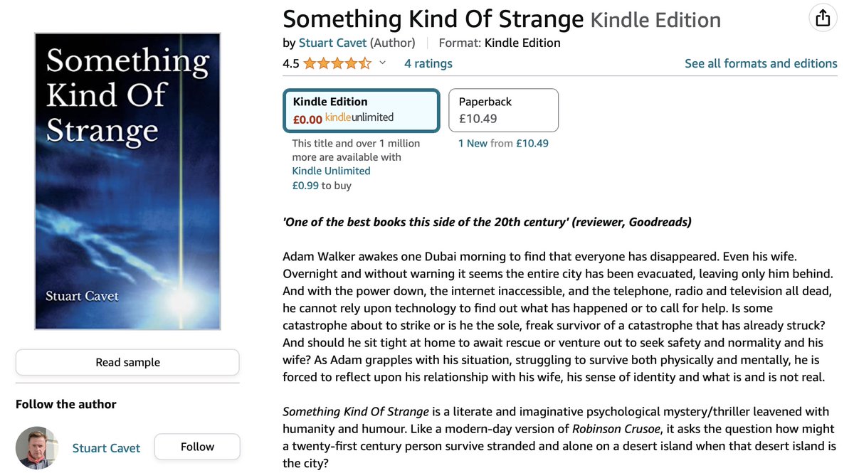 StuartCavet's tweet photo. You wake up to find your wife gone, the power off, the phone dead, the streets empty and not a soul to be seen. What do you do?  

#Kindle #KindleUnlimited #books #booktwt #BookLover #BooksWorthReading #bookshelf #bookworm #BookClub #Dubai #readerscommunity #readersoftwitter https://t.co/mDjK7I27Gd