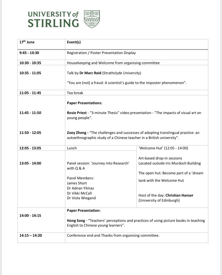 FssDocConf's tweet photo. Updated programme for Day 2 of #FoSSStirlingDoctoralConference2023 https://t.co/UaLZ2V911q