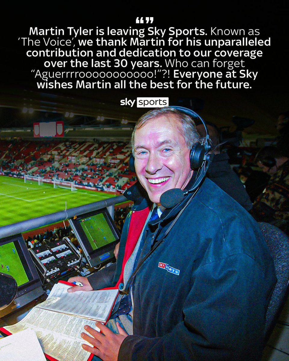 Legendary commentator Martin Tyler will leave Sky Sports ahead of the new season after spearheading the company's Premier League coverage for over 30 years 🎙️👑
