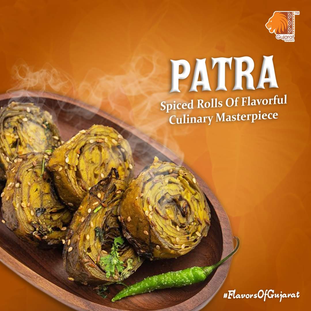 𝐏𝐚𝐭𝐫𝐚, a traditional Gujarati delicacy. Roll up your taste buds in a symphony of aromatic spices, arbi leaves, and gram flour.
#india #gujarat #incredibleindia #exploregujarat  #foodheritage #foodies #foodwisdom #Food #foodphotography #foodie  #insta #instadaily #instagood