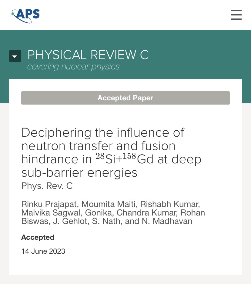 One more paper acceptance in PRC from my PhD work. Thanks to all the collaborators. 
journals.aps.org/prc/accepted/c…

@PhysRevC #researcharticle #acceptance #iitroorkee