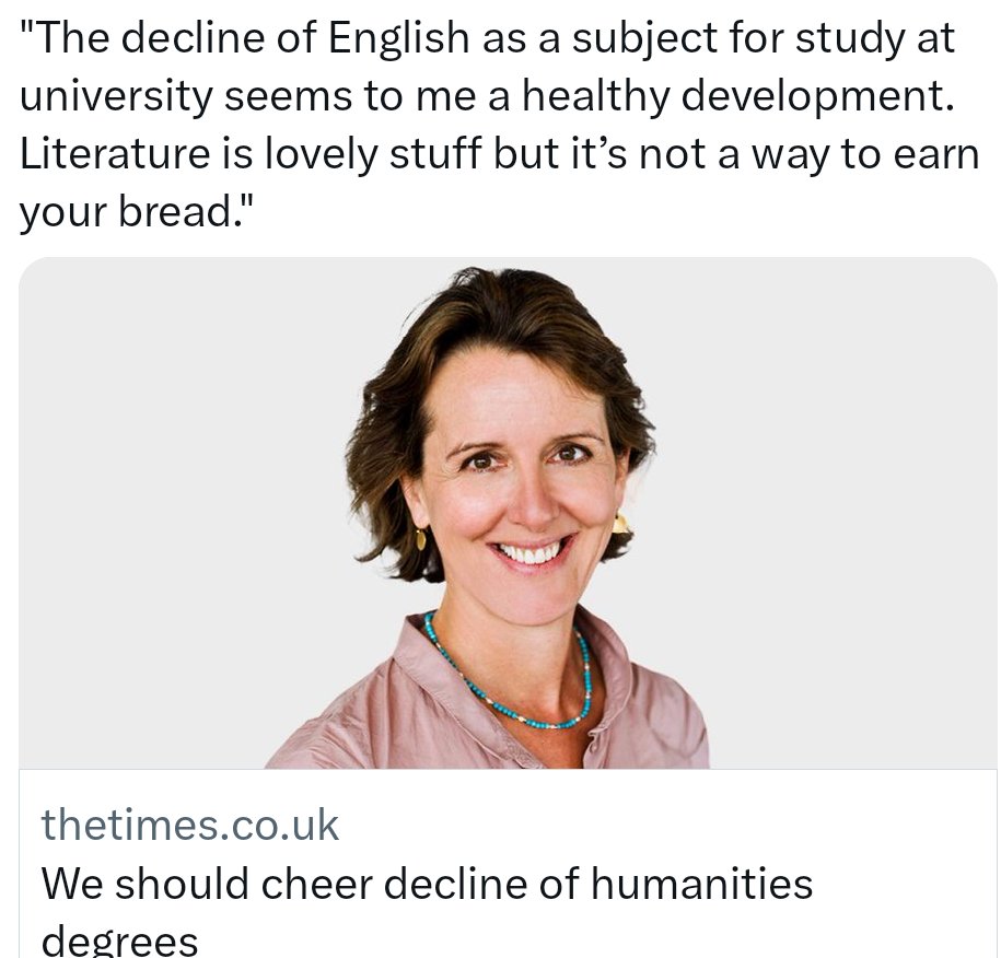 What utter, utter nonsense. On so many levels. Emma Duncan; I founded my successful publishing business as a DIRECT RESULT of my love of literature and my English degree at @UniofReading (appropriately named obvs...)
@TimesRadio #WritingCommunity