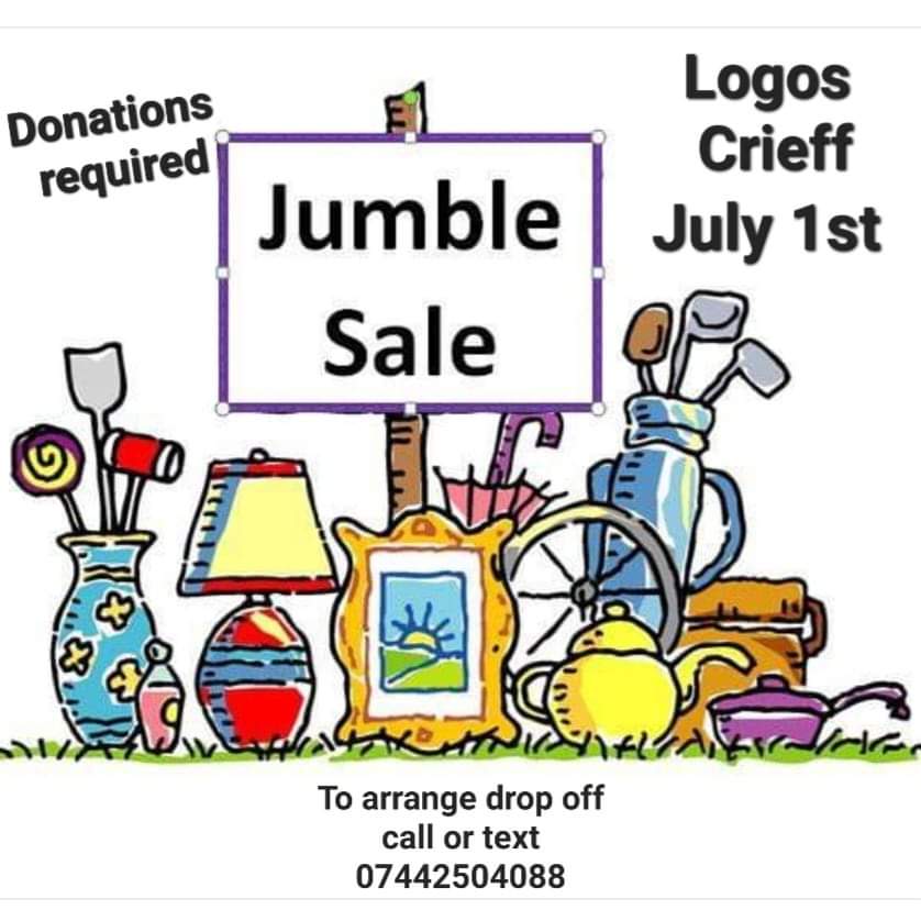 YouthLogos's tweet image. Do you have any unwanted items you&apos;d be willing to donate to the Logos Jumble Sale? All funds raised will go towards activities for the young people! To arrange a drop-off call 07442504088 or send a message! Thanks! @CrieffHigh @CrieffLocal @TheCSoA @pkcyouthwork @GannochyTrust
