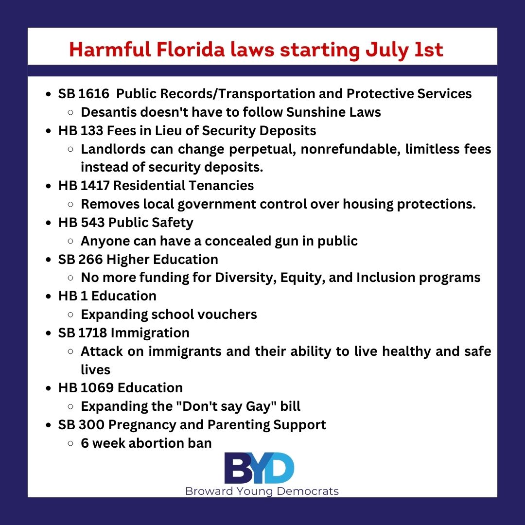 BYDs's tweet image. Today starts #desantis's experiment on how fascism could flourish in the United States. He wants #florida to be his proof and we CANNOT let that happen. There is hope. The @FlaYoungDems and  @FlaDems are putting in the work, but we need you with us!