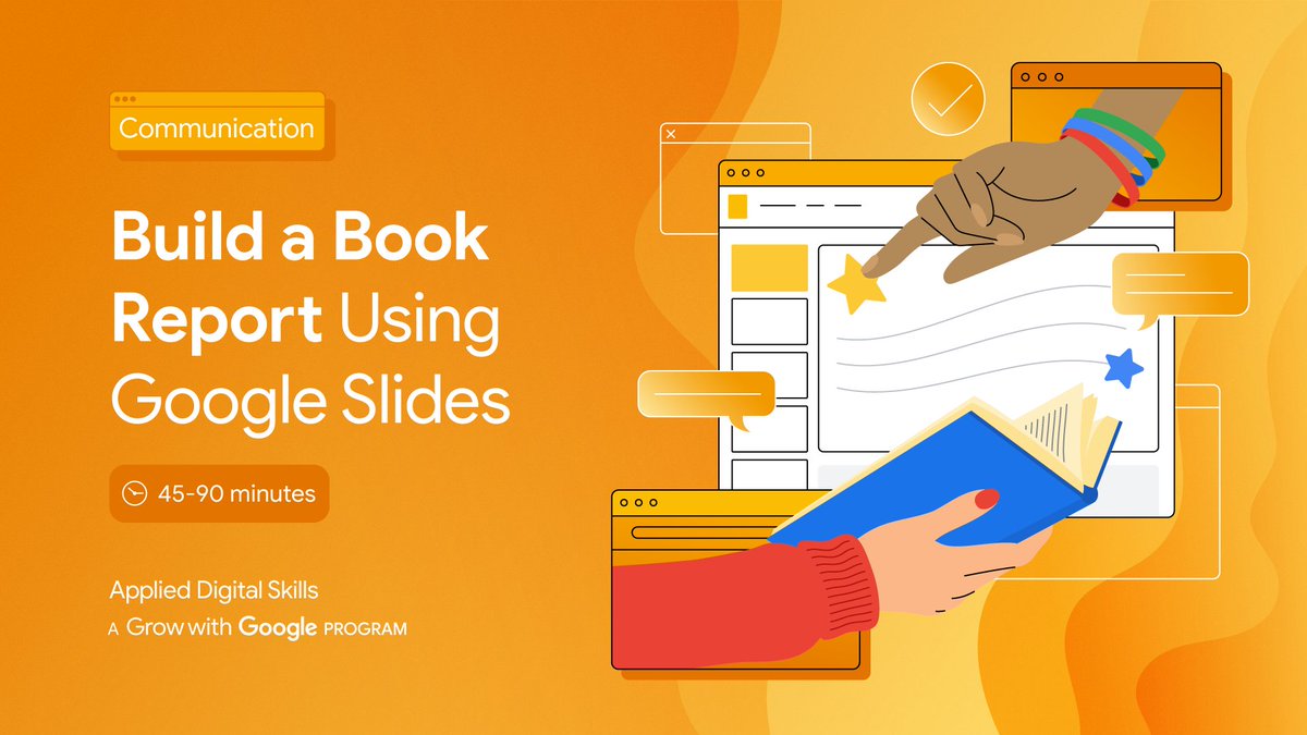 GoogleForEdu's tweet photo. Elevate book reports with this #AppliedDigitalSkills lesson. 📚✨Help students tap into their creative minds using #GoogleSlides and wow classmates with an epic presentation. https://t.co/Tb2cwrX9hr #GrowWithGoogle https://t.co/SxGvaxiErZ