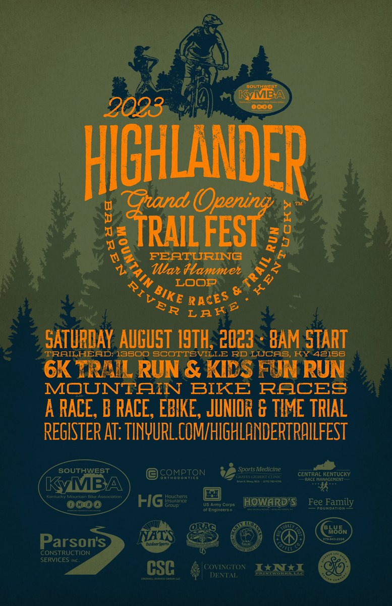 KyMBABowlingGre's tweet photo. Highlander Grand Opening Trail Fest featuring "War Hammer Loop" is Saturday 8/19/23. More info on the poster. Register Online and Save $10 -vs- day of Registration: https://t.co/AOwi4isfdg https://t.co/QTF8HnJMc8