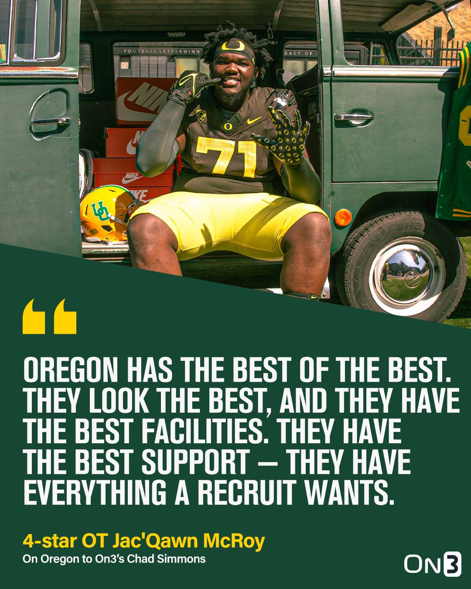 Breaking: 4-star OT Jac’Qawn McRoy commits to Oregon over Arkansas and others. Story: on3.com/college/oregon…