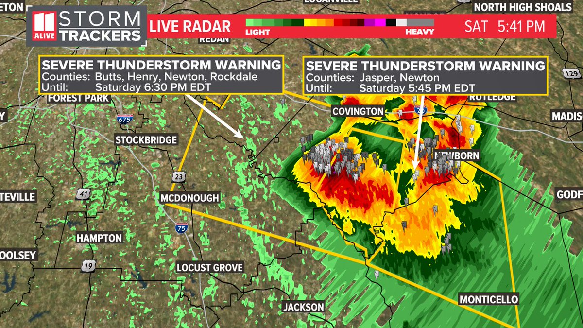 A Severe Thunderstorm Warning has been issued for Henry, Newton, Butts, Rockdale until 7/01 6:30PM. Track storms now: 11alive.com/radar