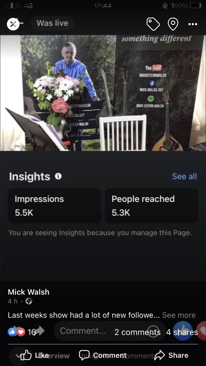 Live Facebook on Sunday nights reaching out further each week.