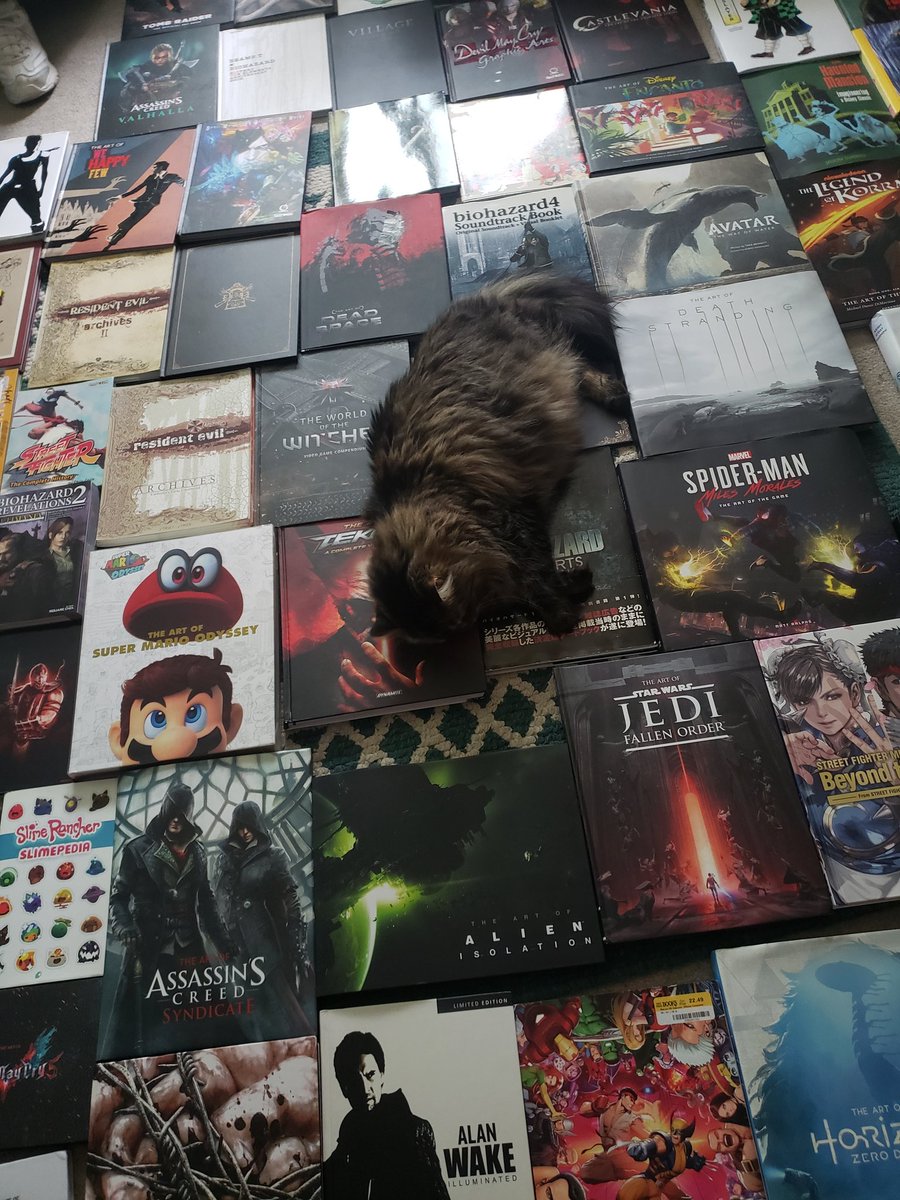 EllynResident's tweet image. Alright here we go. Here is my complete collection of artbooks relating to gaming, film, and of course Resident Evil. It is a very loose interpretation of artbooks but in total 115 books