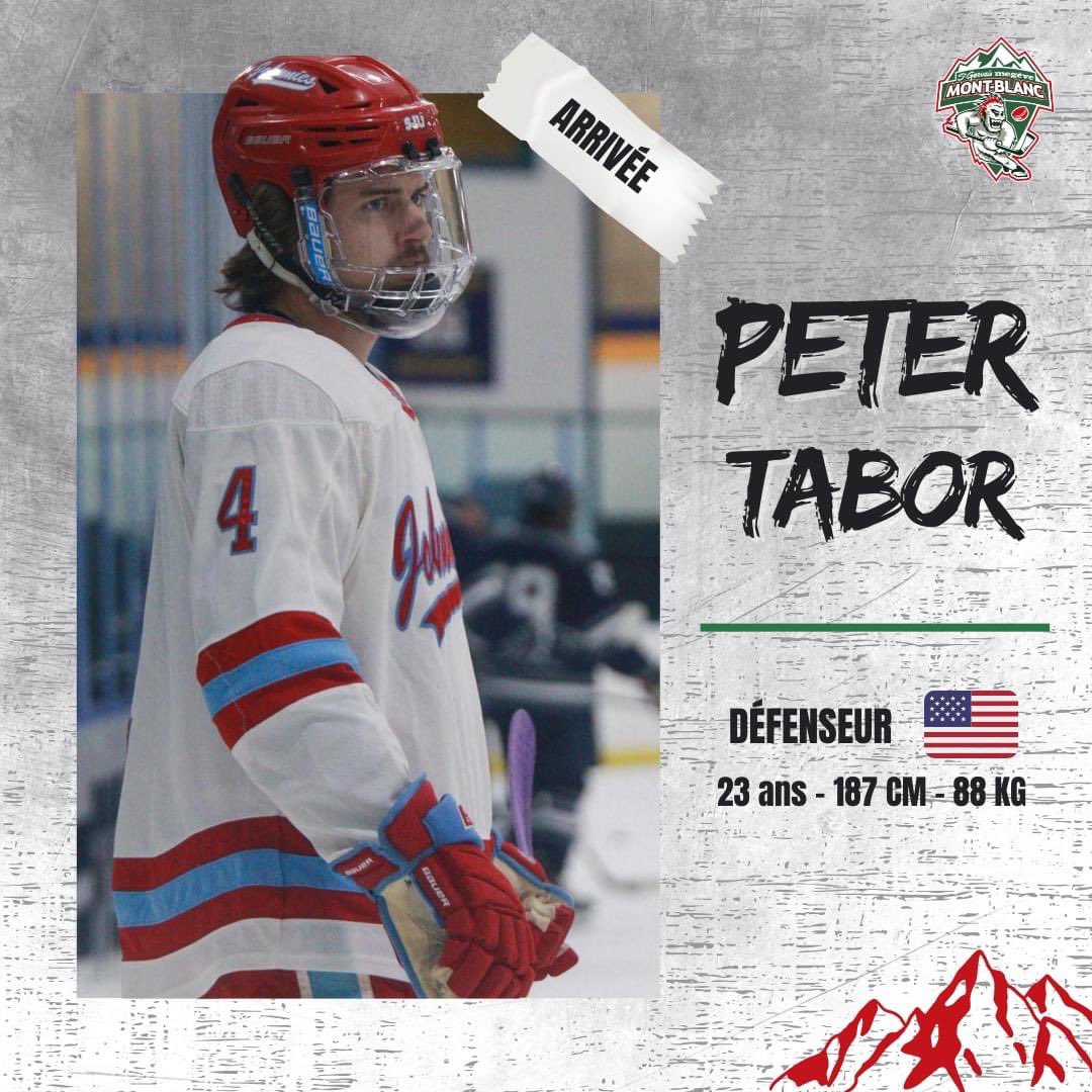 🟢 𝗜𝗡𝗙𝗢 𝗠𝗘𝗥𝗖𝗔𝗧𝗢 🔴

En provenance des États-Unis, où il évoluait en NCAA III, le défenseur Peter Tabor rejoint le Mont-Blanc pour la saison prochaine ! 

Il apportera son physique à l'équipe et renforcera à coup sûr notre défense !

𝗕𝗶𝗲𝗻𝘃𝗲𝗻𝘂𝗲 𝗣𝗲𝘁𝗲𝗿