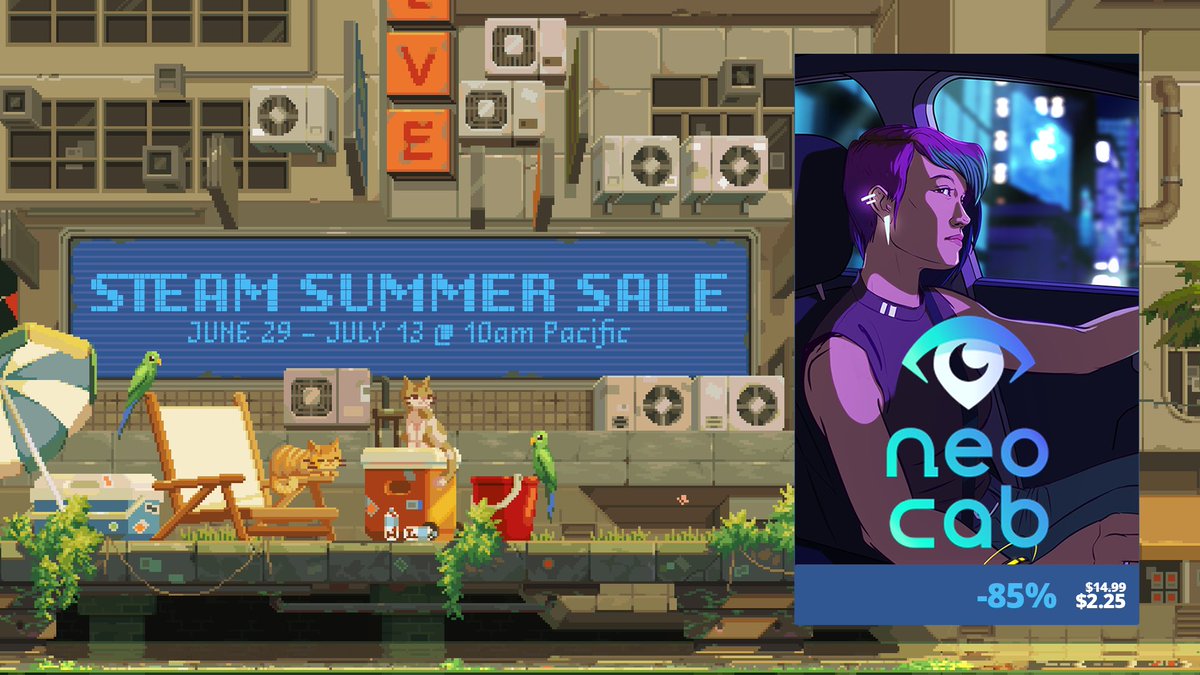 Neo Cab is wildly, irresponsibly cheap due to the Steam Summer Sale!

Plz RT or share? store.steampowered.com/app/794540/Neo…