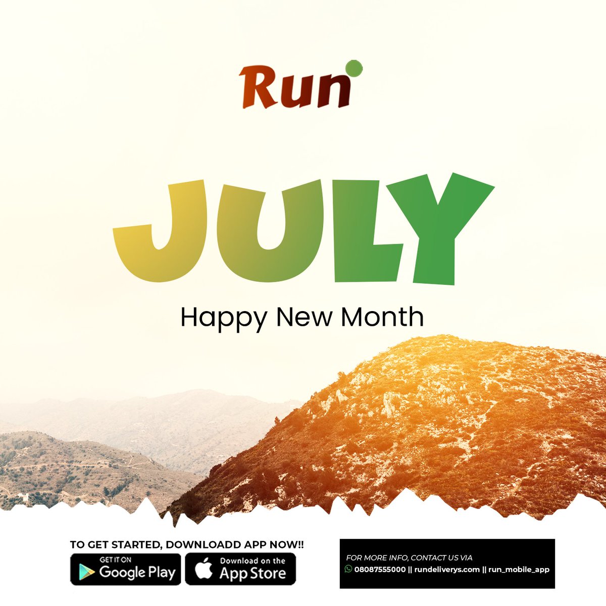 run_mobile_app's tweet image. Happy new month to all our esteemed customers. It was a pleasure serving you through last month. We appreciate your patronage and look forward to helping you with any additional needs you' ll request in the new month. Happy new month!
#runmobileapp #happynewmonthjuly #runwithease