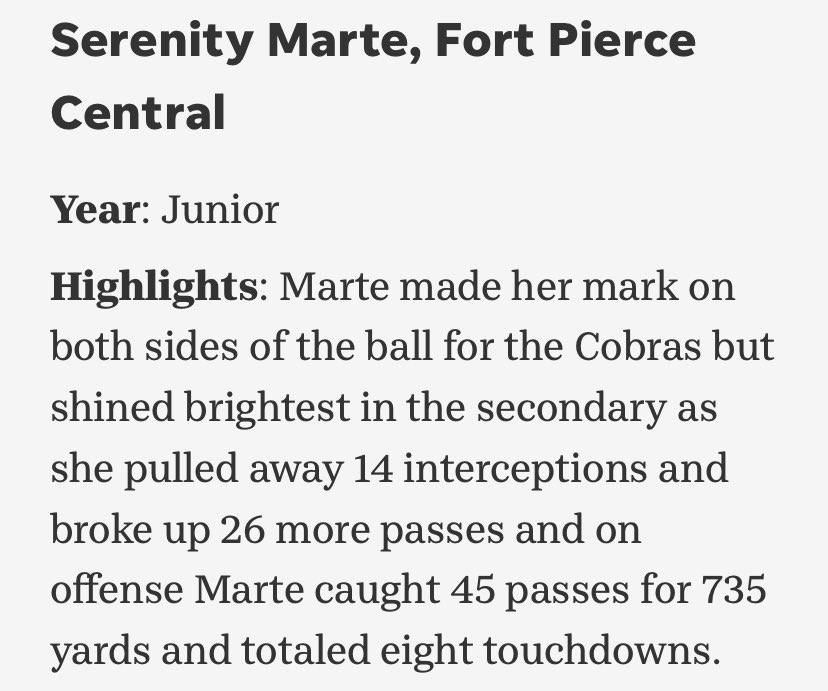 🥳1st TEAM ALL-AREA🥳 Serenity Marte, C/O 2024, WR/DB. @Serenity561 Check out her Junior SZN HIGHLIGHTS🎬🎥🍿👇 share.qwikcut.com/646e1f7a5e4fe0… share.qwikcut.com/646e1f7a5e4fe0…