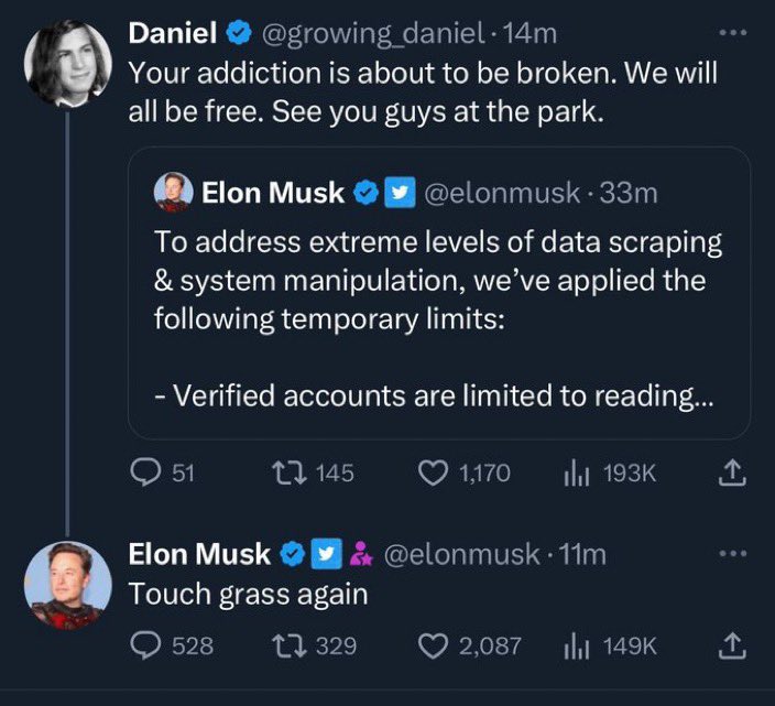 Faytuks's tweet image. Musk literally wants you to stop using the app he owns