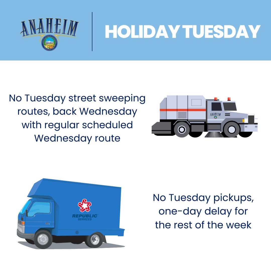 Street sweeping takes place as scheduled Monday.

There is no sweeping Tuesday for the Fourth of July.

Sweeping resumes Wednesday with regular Wednesday routes.

There's no Tuesday waste collection with pickups delayed a day after that for the rest of the week.

Happy Fourth!
