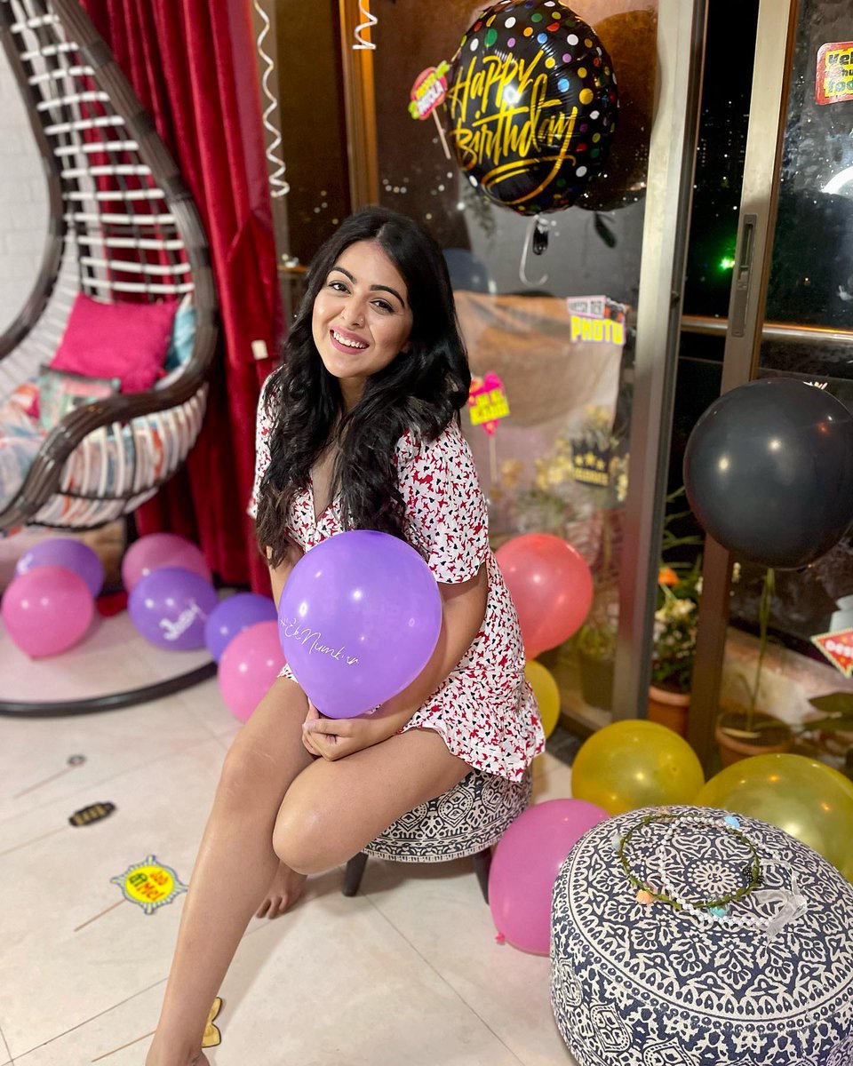 The Indian actress Shafaq Naaz🥰🎈#shafaqnaaz #indianactress #indiangirl #cutegirl #shortdress #partytime #colourful #joyful #mahabharat #balloons