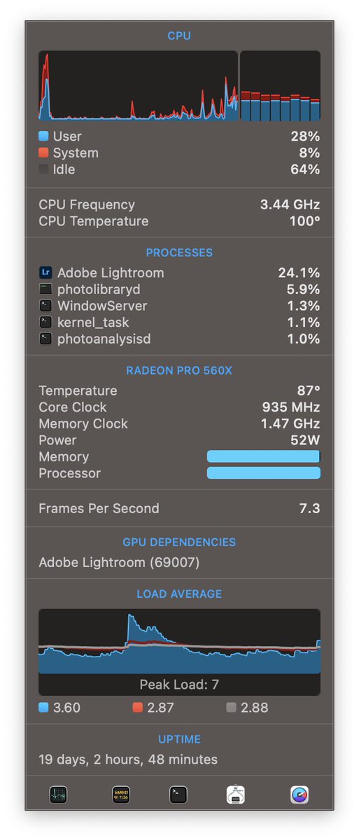 sGeekBlog's tweet image. В общем-то, прожарка #MacBookPro15 (2019) на #Corei9 и #RadeonPro560 при включённом аппаратном ускорении графики прошла успешно. После ремонта и прочистки производительность выросла, время рендера уменьшилось вместе с температурным режимом. #WinWinSituation во всех смыслах.